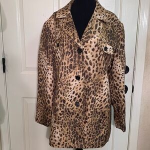 Chico's Leopard Print Jacket, Golden embellishments on the leopard print. XL